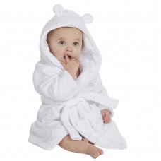 18C204: Baby White Hooded Dressing Gown (6-24 Months)